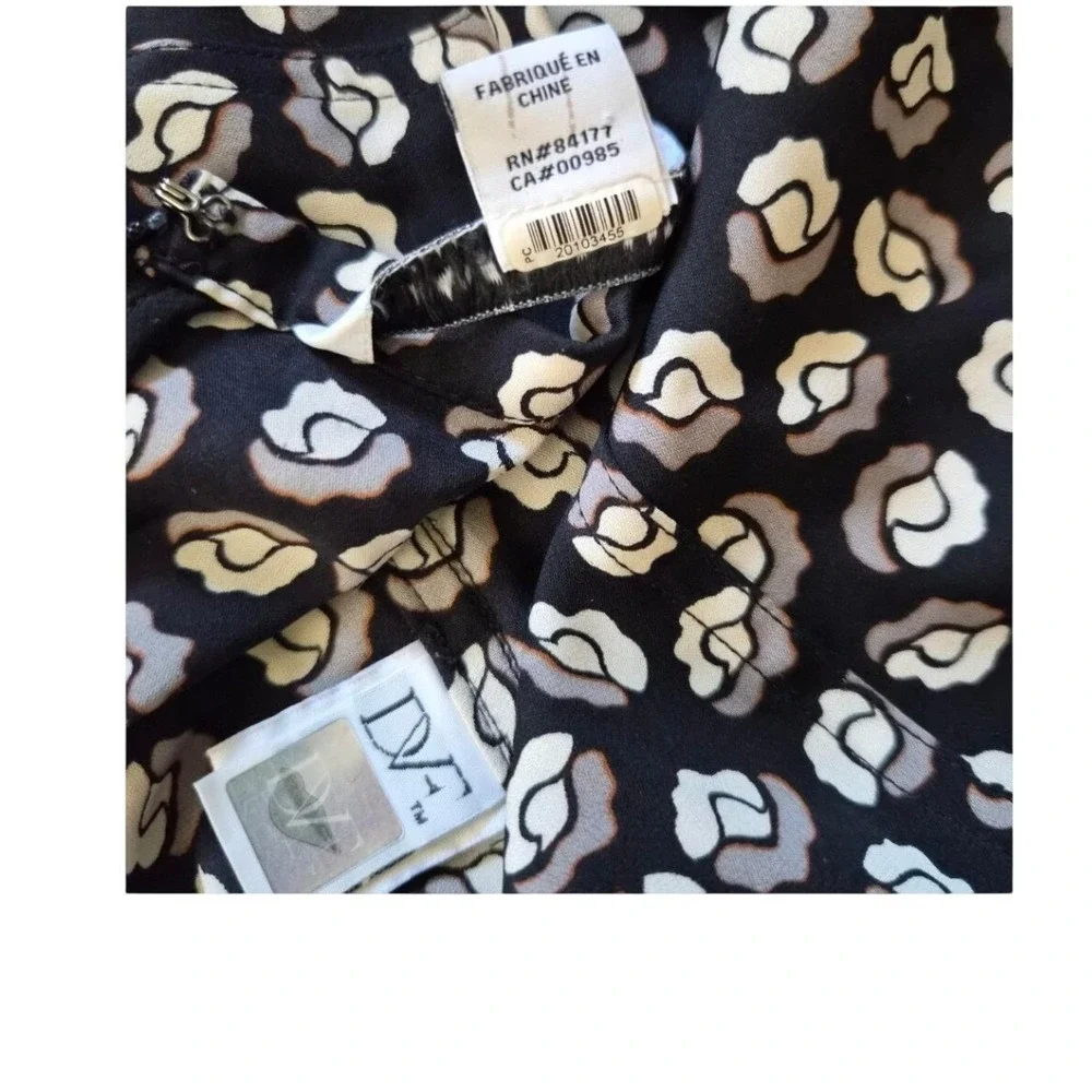 Diane von Furstenberg DVF Black White Floral Silk Jersey A-Line Skirt S890201G14